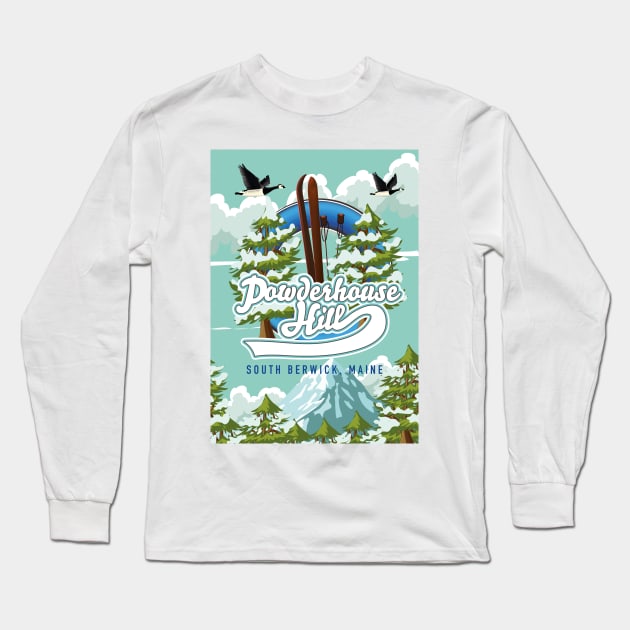 Powderhouse Hill ,South Berwick ,Maine ski poster Long Sleeve T-Shirt by nickemporium1